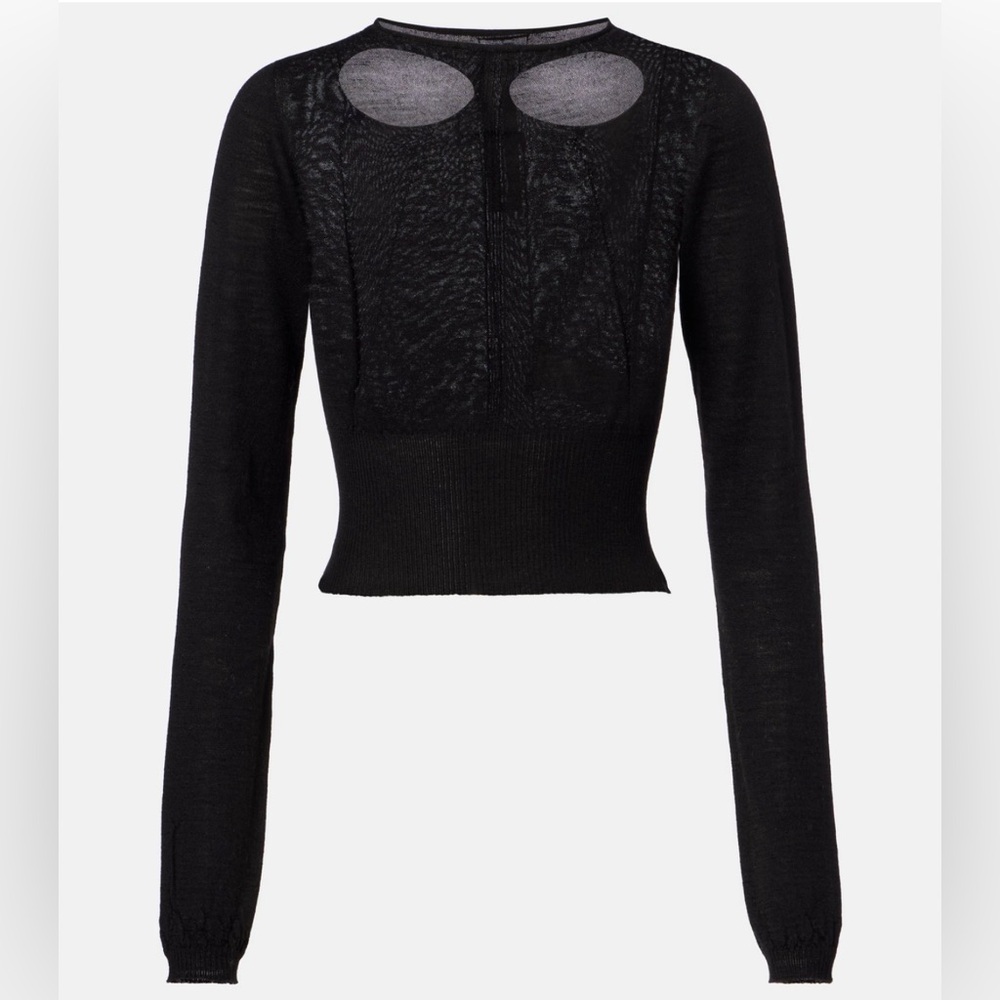 Rick Owens Black Cut-Out Crop Sweater